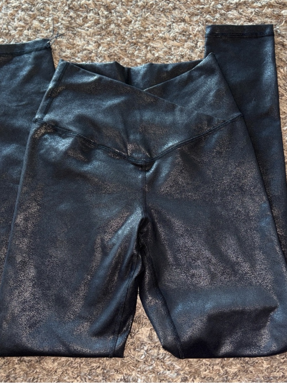 Aerie Cracked Leather Look Black High-Waist Leggings